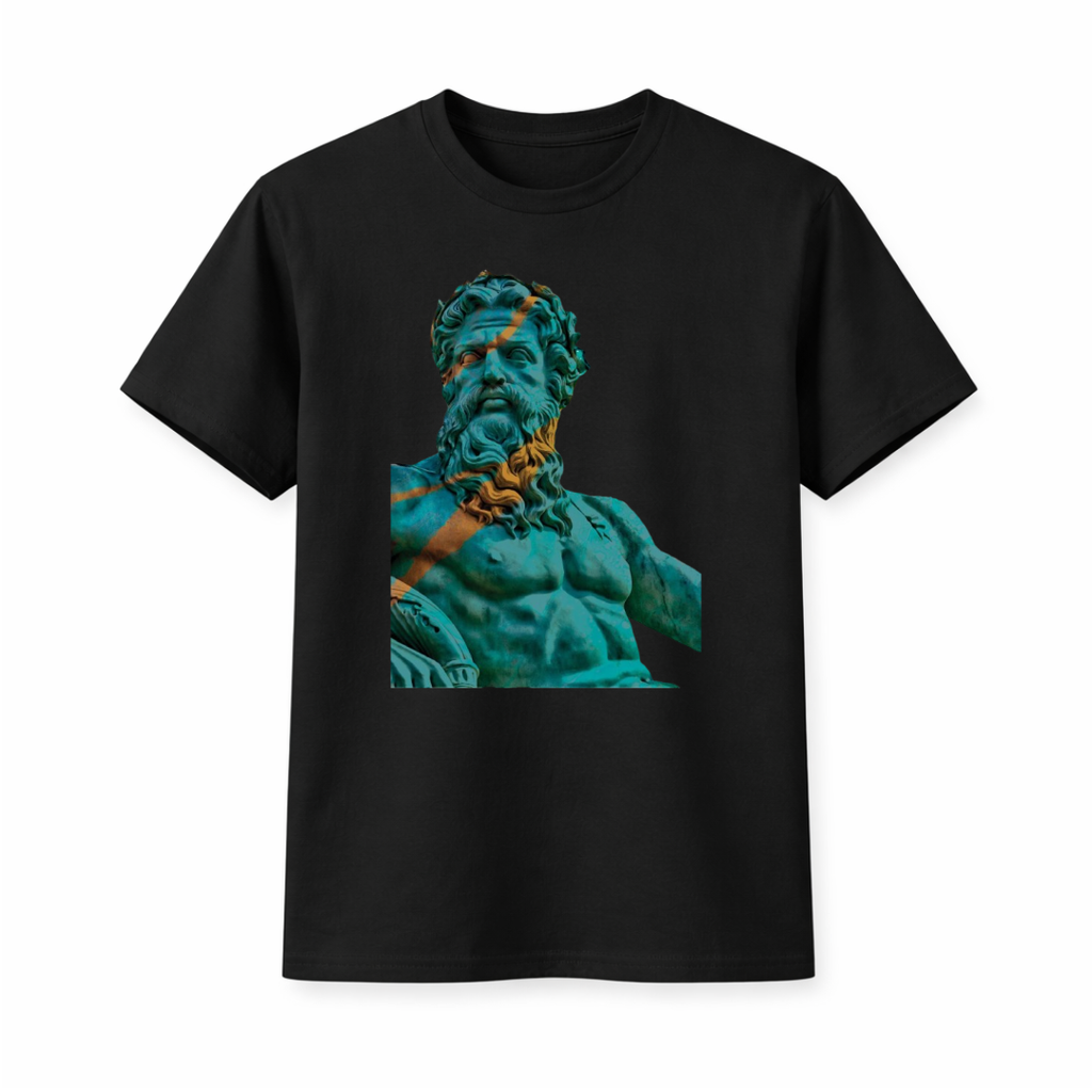 "Neon Poseidon" Sculpture Graphic T-Shirt