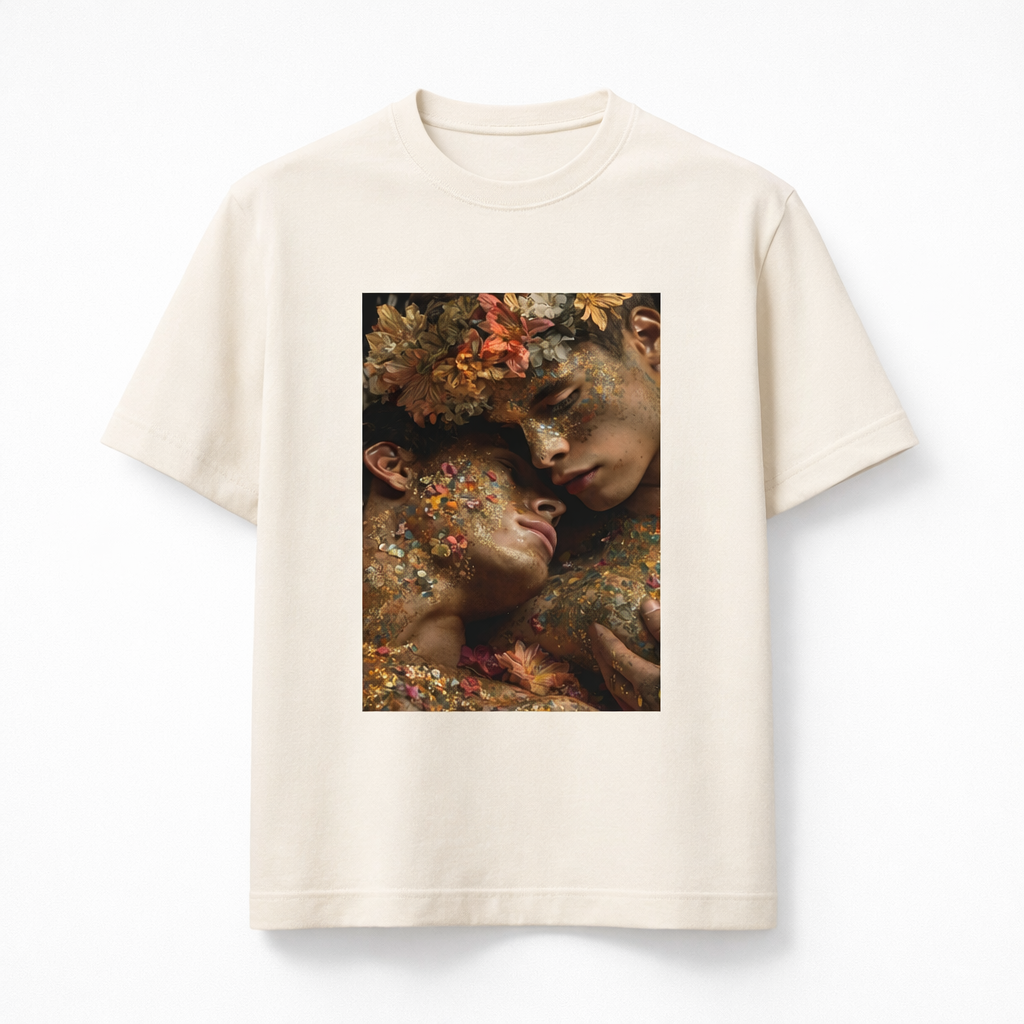 "Floral Gold Embrace" Graphic T-Shirt