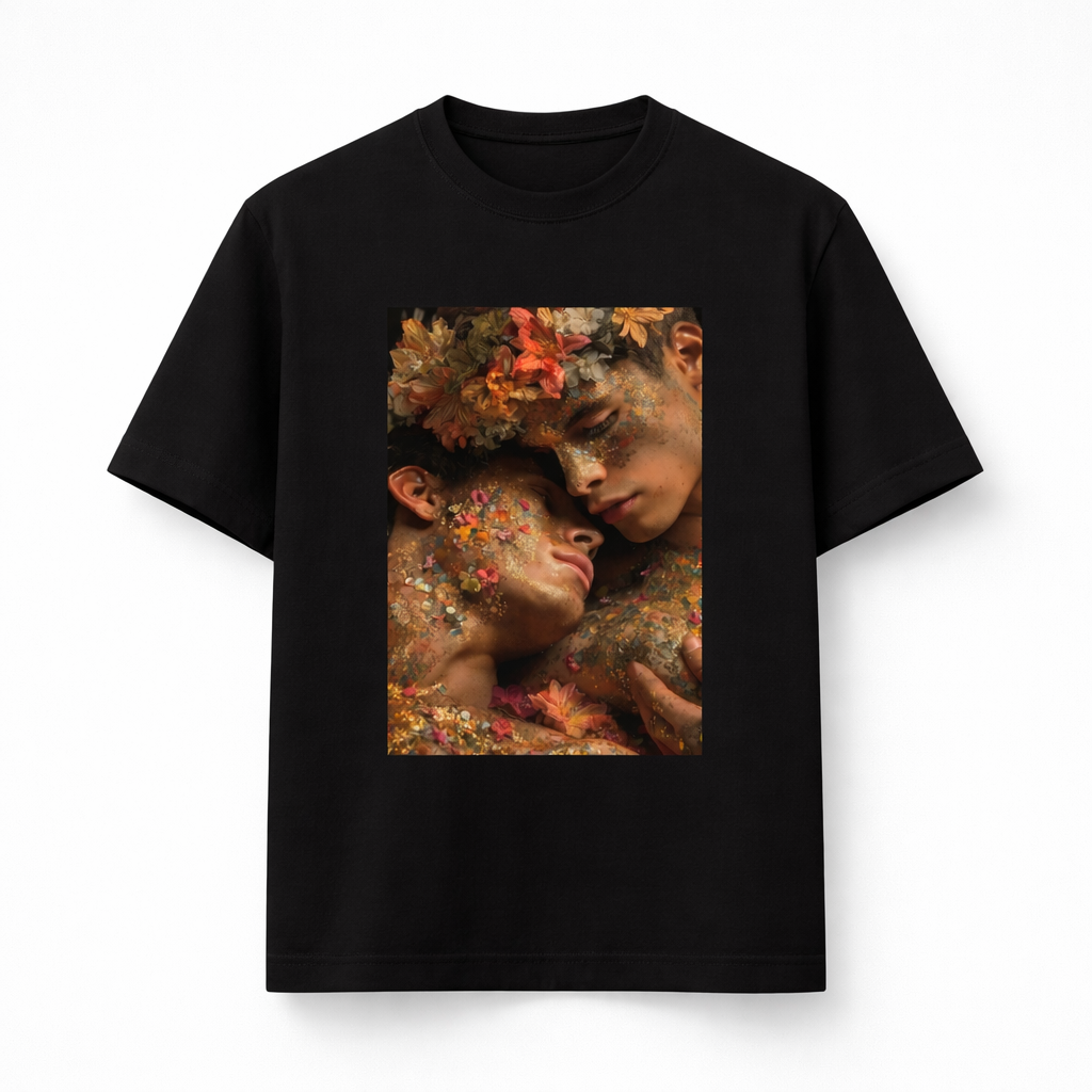 "Floral Gold Embrace" Graphic T-Shirt