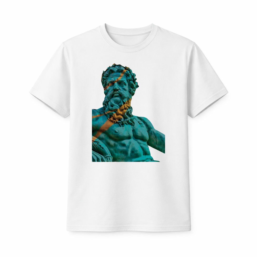 "Neon Poseidon" Sculpture Graphic T-Shirt